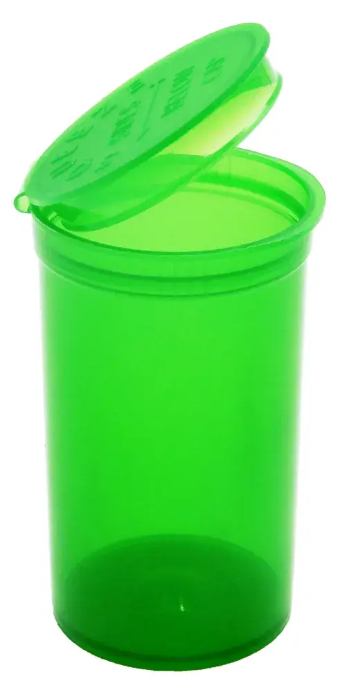 GREEN TRANSLUCENT Pop Top Bottle 19 Dram (3.5gms) - Headshop.