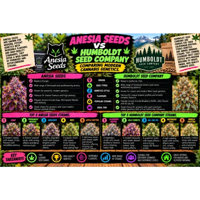 Cannabis Seeds: Anesia Seeds vs Humboldt Seed Company: Comparing Modern Cannabis Genetics.