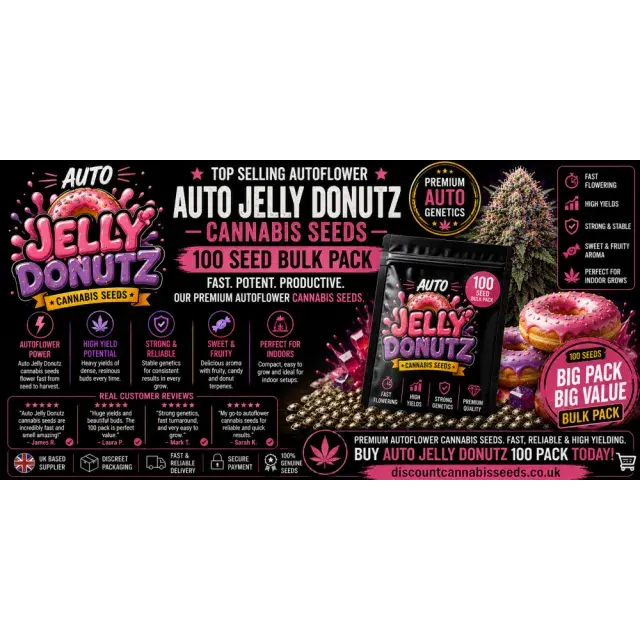 Auto Jelly Donutz Cannabis Seeds UK (100 Seed Bulk Pack Top Seller 2026).