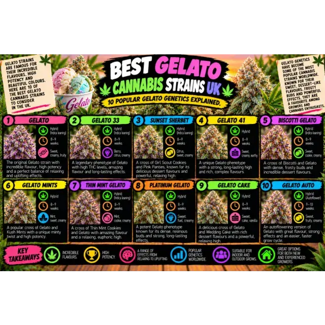 Cannabis Seeds: Best Gelato Cannabis Strains UK: 10 Popular Gelato Genetics Explained.