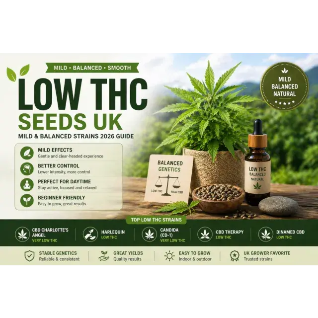 Cannabis Seeds: Low THC Seeds UK (Mild & Balanced Strains 2026 Guide).