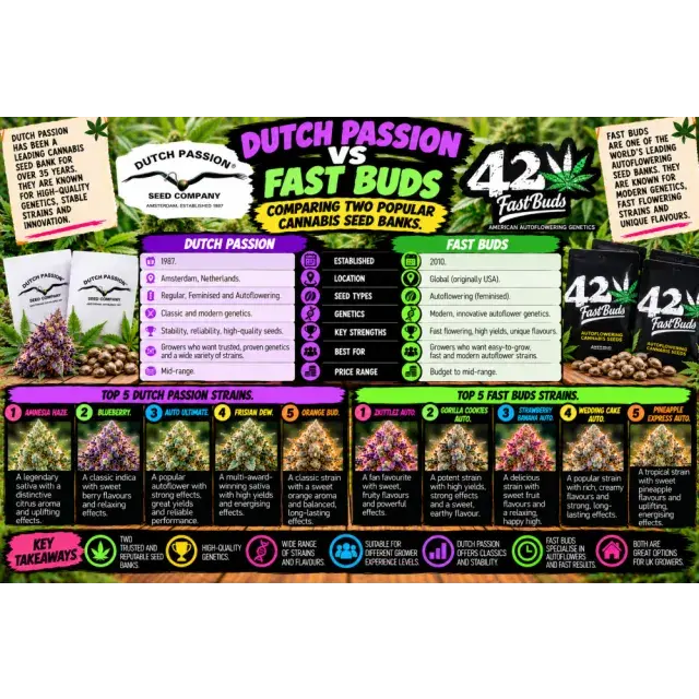 Cannabis Seeds: Dutch Passion vs Fast Buds: Comparing Two Popular Cannabis Seed Banks.