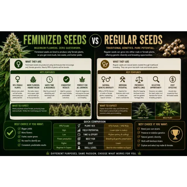 Cannabis Seeds: Feminized Cannabis Seeds vs Regular Seeds.
