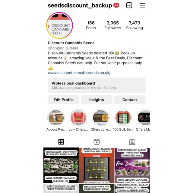 Follow Our New Instagram Account - Discount Cannabis Seeds.