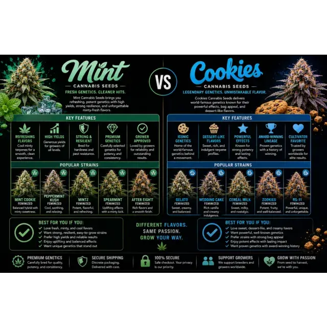 Cannabis Seeds: Mint Cannabis Seeds vs Cookies Cannabis Seeds.