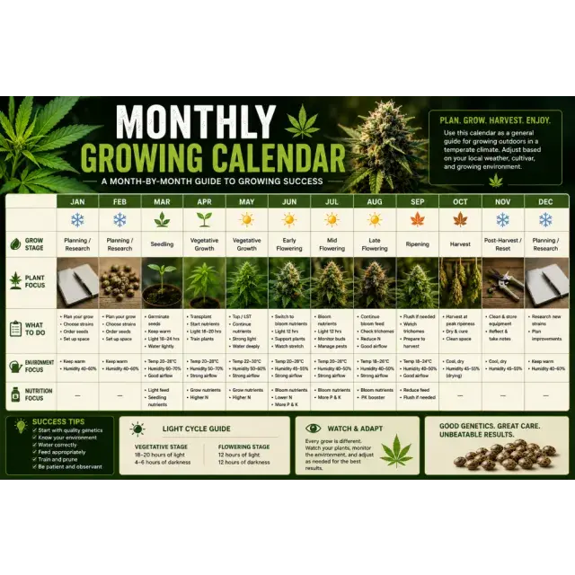 Cannabis Seeds: Monthly Cannabis Growing Calendar A Year-Round Guide
