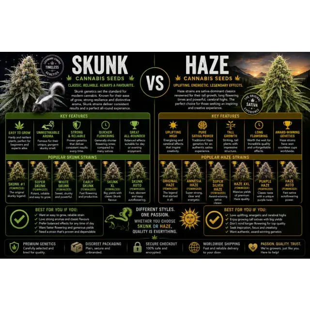 Cannabis Seeds: Skunk Cannabis Seeds vs Haze Cannabis Seeds.