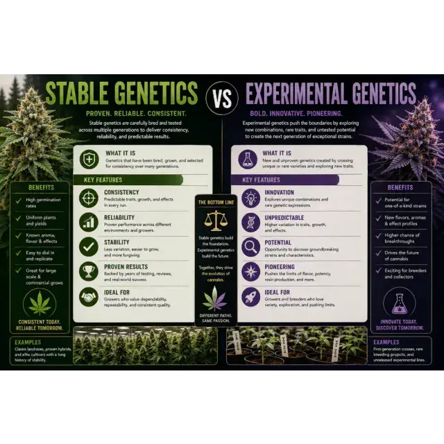 Cannabis Seeds: Stable Genetics vs Experimental Genetics.