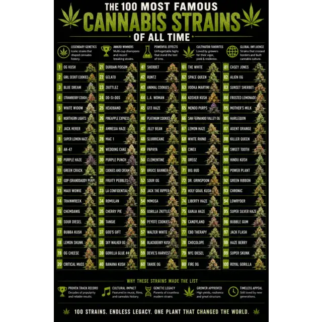 Cannabis Seeds: The 100 Most Famous Cannabis Strains of All Time.