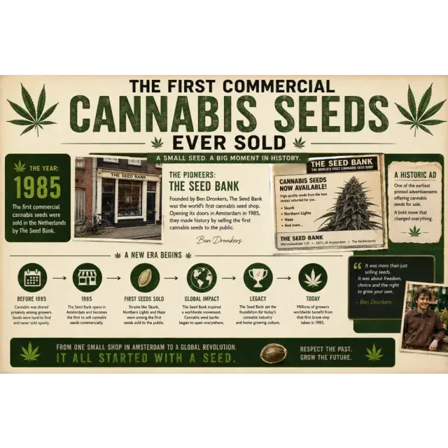 Cannabis Seeds: The First Commercial Cannabis Seeds Ever Sold.