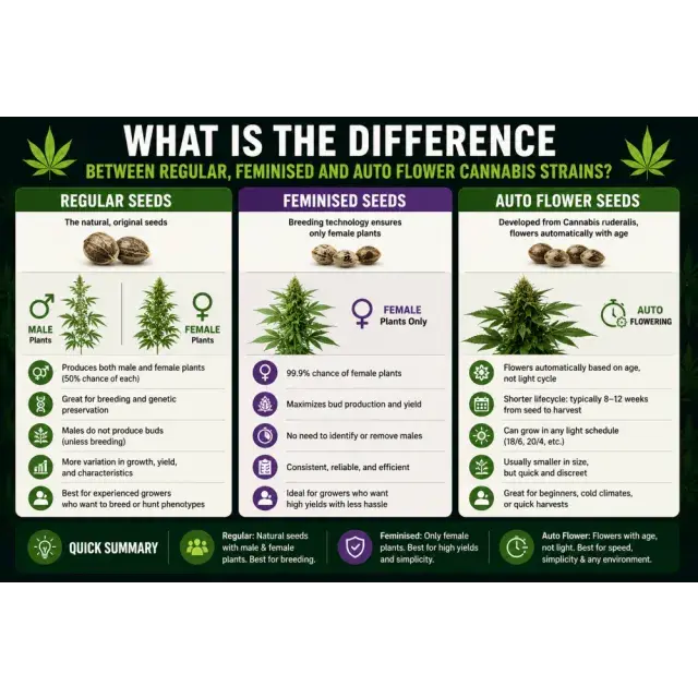What Is the Difference Between Regular, Feminised and Auto Flower Cannabis Seeds?