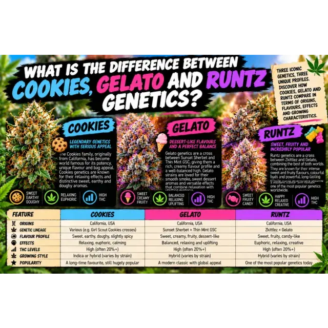 Cannabis Seeds: What Is the Difference Between Cookies, Gelato and Runtz Genetics?