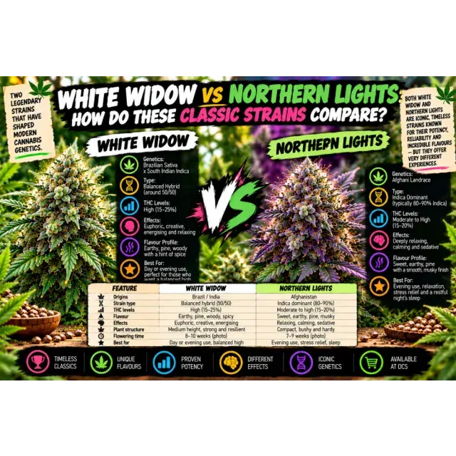 Cannabis Seeds: White Widow vs Northern Lights: How Do These Classic Cannabis Strains Compare?