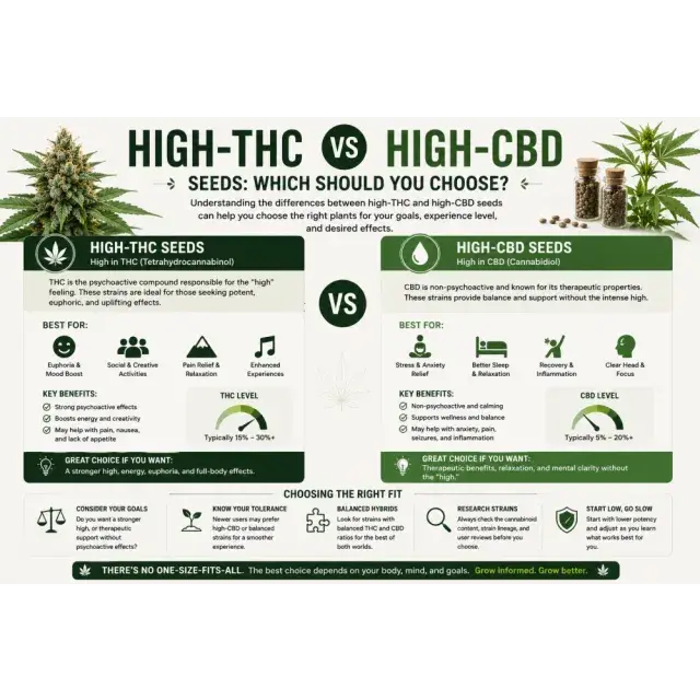 Cannabis Seeds High-THC vs High-CBD Seeds: Which Should You Choose?